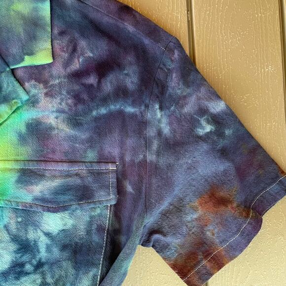 Ice Dyed Romper - Tie Dyed Upcycled - Pockets Soft Summer Spring (Women's Small) - Picture 6 of 14